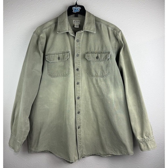L.L. Bean Other - L.L. Bean Men's XL-Tall Green Canvas Long Sleeve Button Down Cotton Work Shirt